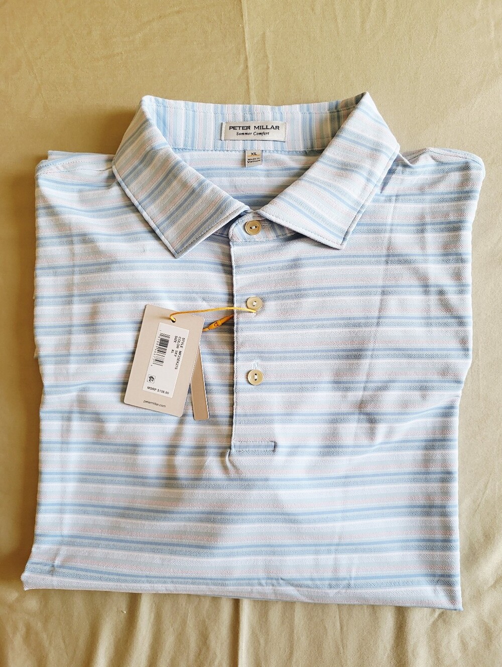 Peter Millar Atrium Performance Jersey Polo Sky Men's XL Summer Comfort NWT